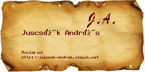 Juscsák András névjegykártya